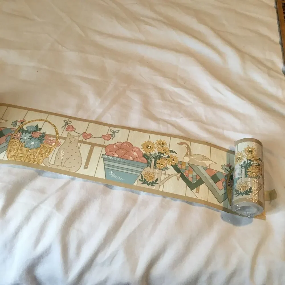 VTG 3.5 inch pre-pasted wallpaper boarder 3 rolls 5 yards each CAT border
